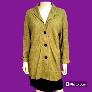 VTG MILL VALLEY Acid Green Tattersall Seersucker Oversized Lagenlook Shacket
